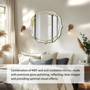 Axyaa Golden Rim Flower Accent Mirror for Modern Decor - Large Wall Mirror