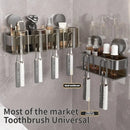 Axyaa Toothbrush & Mouthwash Cup Holder: No-Drill Bathroom Storage Rack