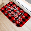 Axyaa Red Plaid Print Door Mat: Non-Slip Home Kitchen Bathroom Carpet