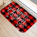 Axyaa Red Plaid Print Door Mat: Non-Slip Home Kitchen Bathroom Carpet