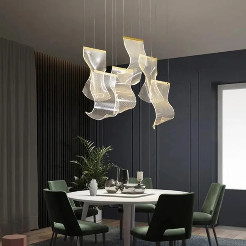 Axyaa Rinkle Suspended Lights Modern Guide Chandelier Stairs Dining Room Designer Lamp