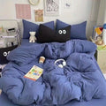 Axyaa Big Eyes Full Queen Bedding Set Solid Color with Sheet Pillowcase
