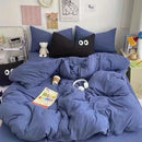 Axyaa Big Eyes Full Queen Bedding Set Solid Color with Sheet Pillowcase