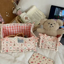Axyaa Quilted Storage Basket: Korean Style Flower Cotton Desktop Box, Home Organizer