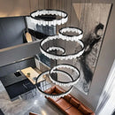 Axyaa Modern Crystal Chandelier Stair Pendant Lamp Interior Lighting for Living Room
