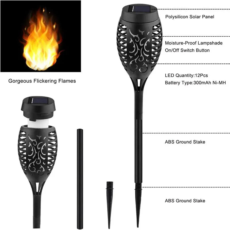 Axyaa Solar Flame Torch Lights: Flickering Waterproof Outdoor Garden Decoration