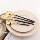 Axyaa Black Gold Mirror Stainless Steel Cutlery Set Dinnerware Flatware Knife Spoon Fork