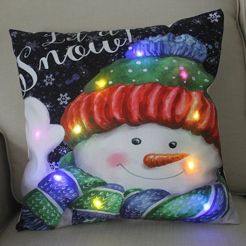 Axyaa LED Christmas Pillow Cover for Festive Holiday Decor