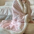 Axyaa Cartoon Puppy Fleece Blanket | Double-Layer Thick Warm Throw | Soft Plush Plaid