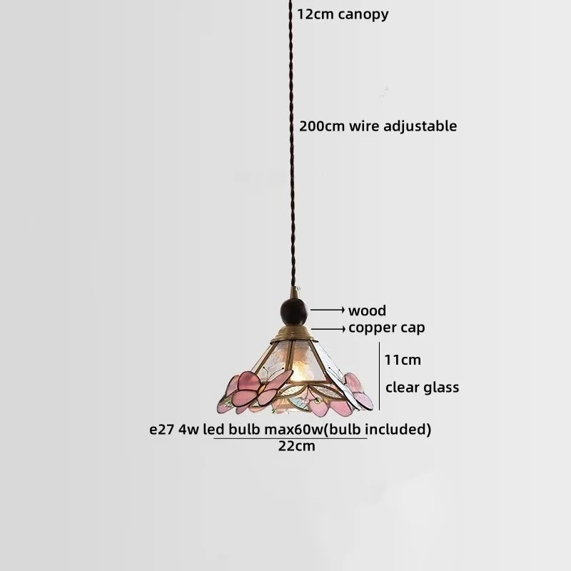 Axyaa Ceramic Wood Copper LED Pendant Light - Japan Style Chandelier