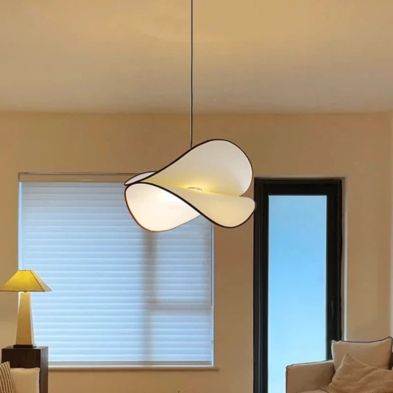 Axyaa Wabi-Sabi Fabric Lamp, French Retro Cream Bedroom Chandelier