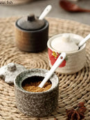 Axya Ceramic Spice Jars Salt Pepper Shakers Kitchen Seasoning Organizer Box