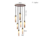 Axyaa Brass Alabaster Multi-Light Pendant Chandelier for Living Room Loft Staircase