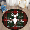 Axyaa Plaid Christmas Round Carpet - Non-Slip Home Decor Foot Mat