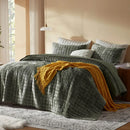 Axyaa Olive Green Velvet Quilt Set - Full/Queen Size Comforter with 2 Shams