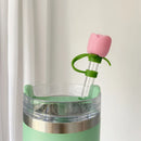 Axyaa Silicone Rose Straw Caps for Stanley Tumbler 40oz - Kawaii Flower Topper