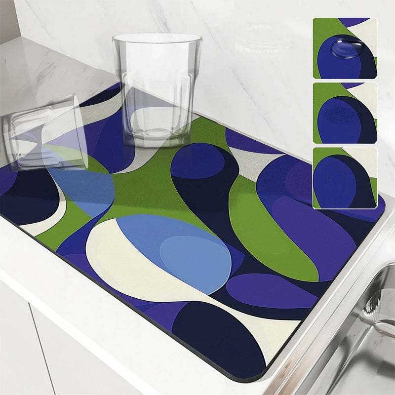 Axyaa Geometric Color Diatom Kitchen Drain Pads - Set of 4