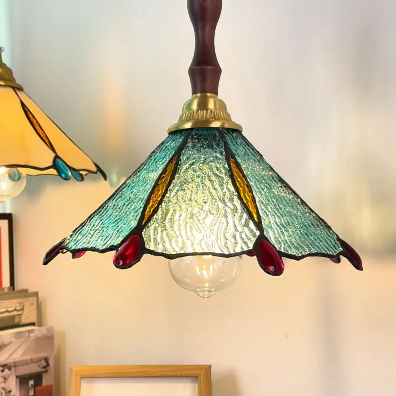 Axyaa Modern Pink Glass LED Pendant Lights Copper Hanging Lamp for Home Decor