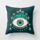 Teal Blue Flower Leaves Pattern Pillow Case for Home Decor by Axyaa