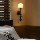 Axyaa Tawny Glass LED Wall Sconce Vintage Ash Wood Wandlamp