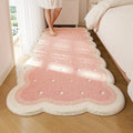 Axyaa Pink Plush Irregular Shape Carpet for Living Room Bedroom Décor