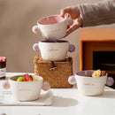 Color Block Binaural Ceramics Bowl Set by Axyaa for Breakfast, Snacks, and Desserts