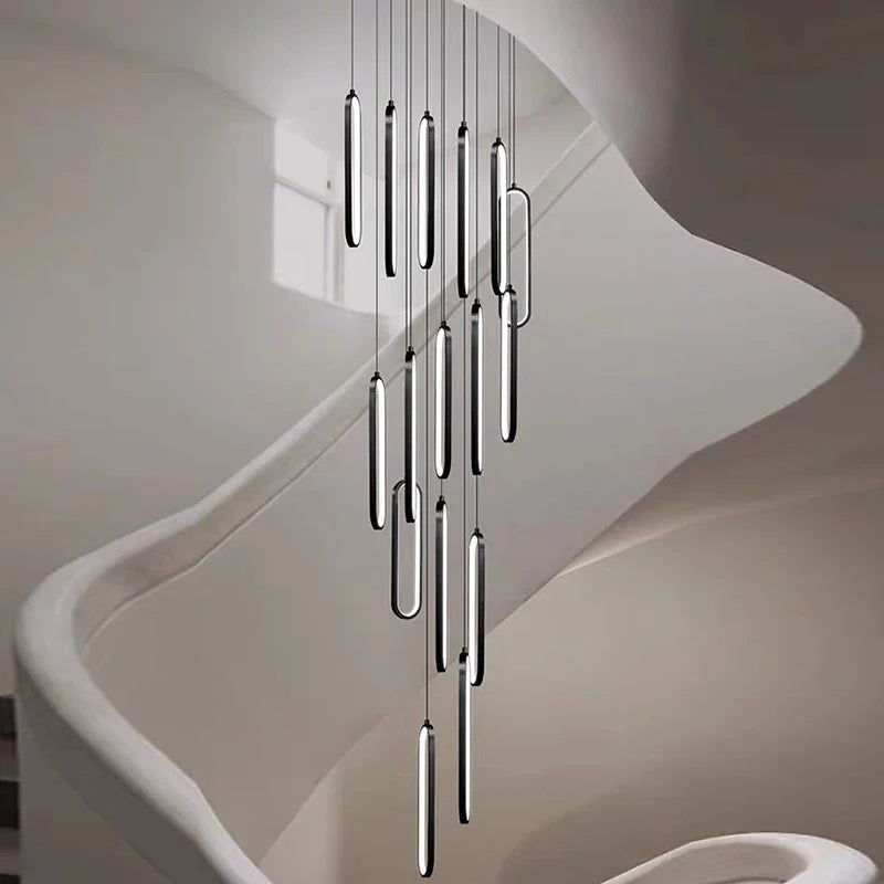 Axyaa Staircase Chandeliers: Modern LED Pendant Light Lamps for Living Room