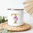 Floral Enamel Mugs: Vintage Design by Axyaa - Perfect for Coffee, Tea, and Desserts
