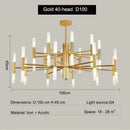 Axyaa Luxury Multi-Head Branch Chandelier Black/Gold LED Art for Home & Restaurant
