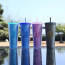 Axyaa Double Layered Straw Cup: Diamond Radiant Water, Coffee, Drinks, Mugs