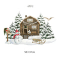 Winter Cabin Forest Window Clings by Axyaa: Double-Sided Xmas Static Decal for Home