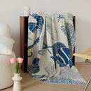 Axyaa Coastal Ocean Knit Throw Blanket - Sea Shell, Starfish Coral Design