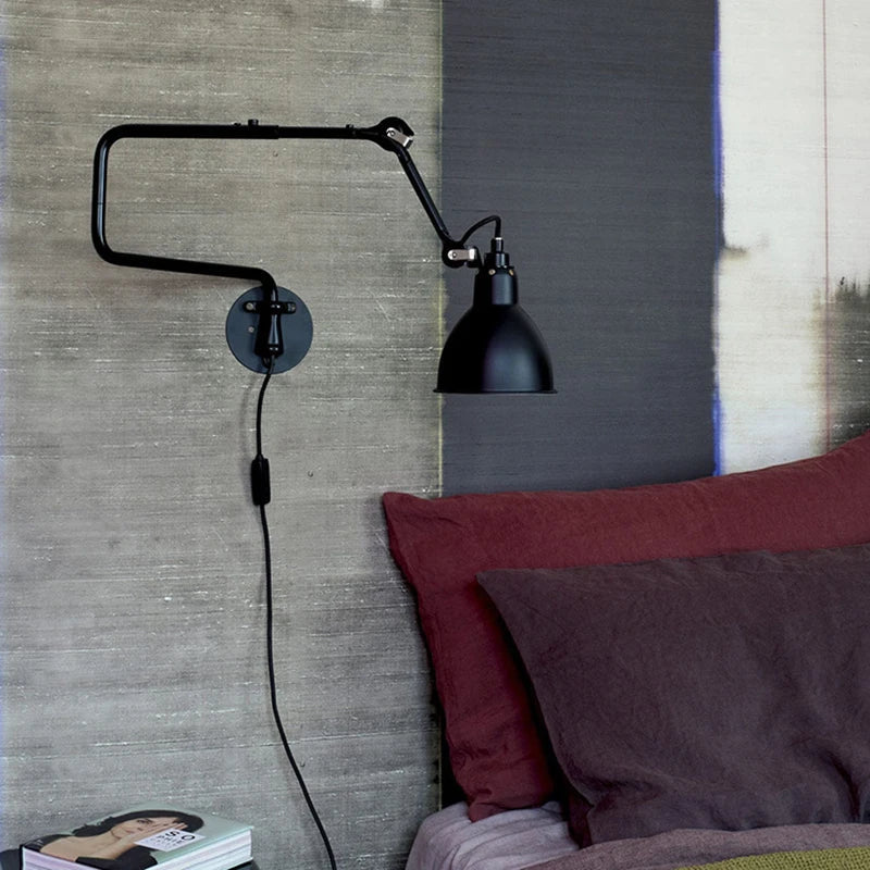 Axyaa Rotatable Vintage Wall Sconce with Black Lampshade