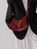 Modern Red Croissant Bag - Axyaa Oil Wax Leather Handbag
