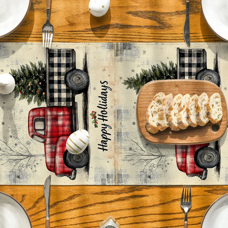 Christmas Tree Snowflakes Table Runner by Axyaa: Farmhouse Wedding Party Decoration