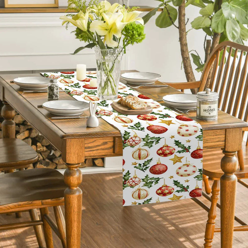 Axyaa Christmas Table Runner Holiday Decoration for Kitchen Dining Room