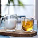 Axyaa Double Wall Glass Coffee Cup with Handle - Clear, Heat Resistant, Various Sizes