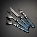 Axyaa Stainless Steel Cutlery Set with Plastic Handle - Western Tableware Steak Knife Fork Teaspoon