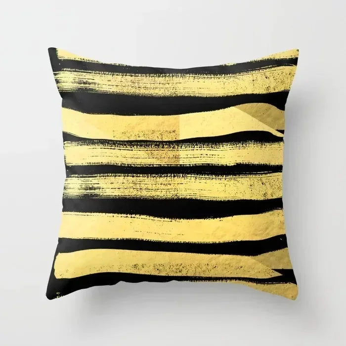 Geometric Black Yellow Cushion Covers - Axyaa Modern 18" Throw Pillow Case