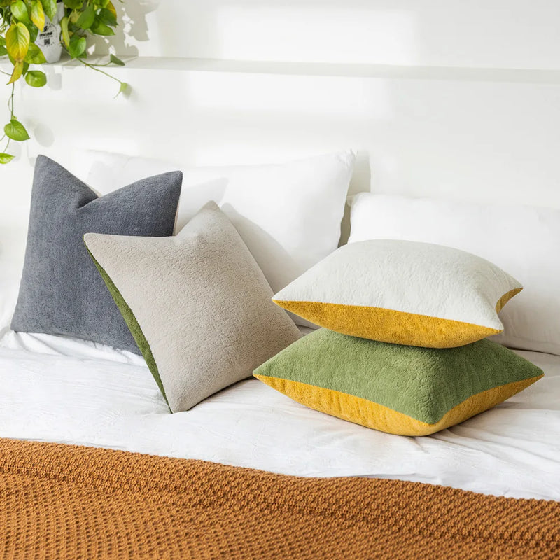 Cloud Velvet Pillow Cover 45x45cm Reversible Winter Decor for Sofa & Living Room