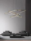 Axyaa Modern Minimalism Gold Steel Hexagon LED Chandelier - Dimmable Pendant Light for Home and Bedroom
