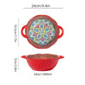 Axyaa Ceramic Soup Bowl with Handle Microwave Safe Embossed Design