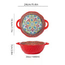 Axyaa Ceramic Soup Bowl with Handle Microwave Safe Embossed Design