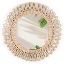 Axyaa Bohemian Woven Mirror: Homestay Style Wall Decor for Living Room, Bedroom & Hotel