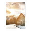 Nordic Forest House Canvas Wall Art by Axyaa - Winter Snow Fox Owl Deer Print