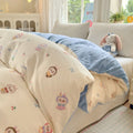 Axyaa Floral Print Reversible Cotton & Flannel Duvet Cover - Single to King Sizes