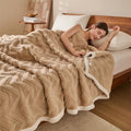 Axyaa Striped Taffeta Velvet Blanket: Soft, Warm Double-sided Plush Throw for Home & Office
