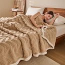 Axyaa Striped Taffeta Velvet Blanket: Soft, Warm Double-sided Plush Throw for Home & Office