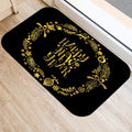Axyaa Merry & Happy Year Door Mat: Golden Black Letter Print, Non-Slip Floor