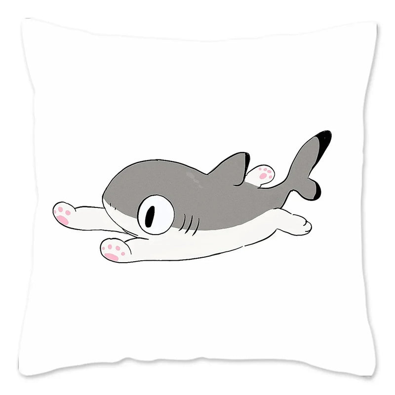 Axyaa Cat Shark Pillow Case: Kawaii Sofa Cushion Cover 45x45cm